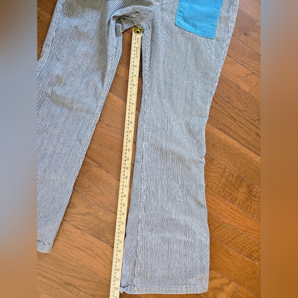 1960s Wranglers Colorblock Flare 26" Waist Women Pinstripe Denim Mod Retro Vtg - Picture 8 of 12